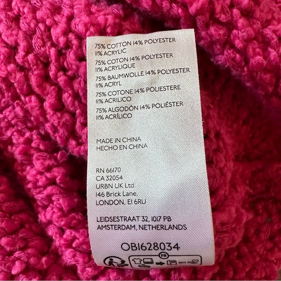 Anthropologie Cropped Mock Neck Knit Bell Sleeves Barbie Pink Sweater Size M - Picture 10 of 12